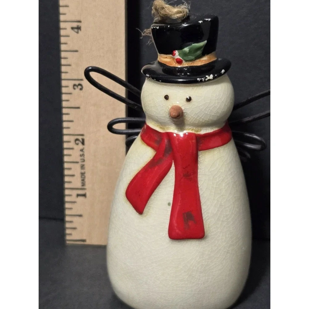 RUSS Snowman Angel Christmas Tree Ornament Ceramic 4‎ 1/2